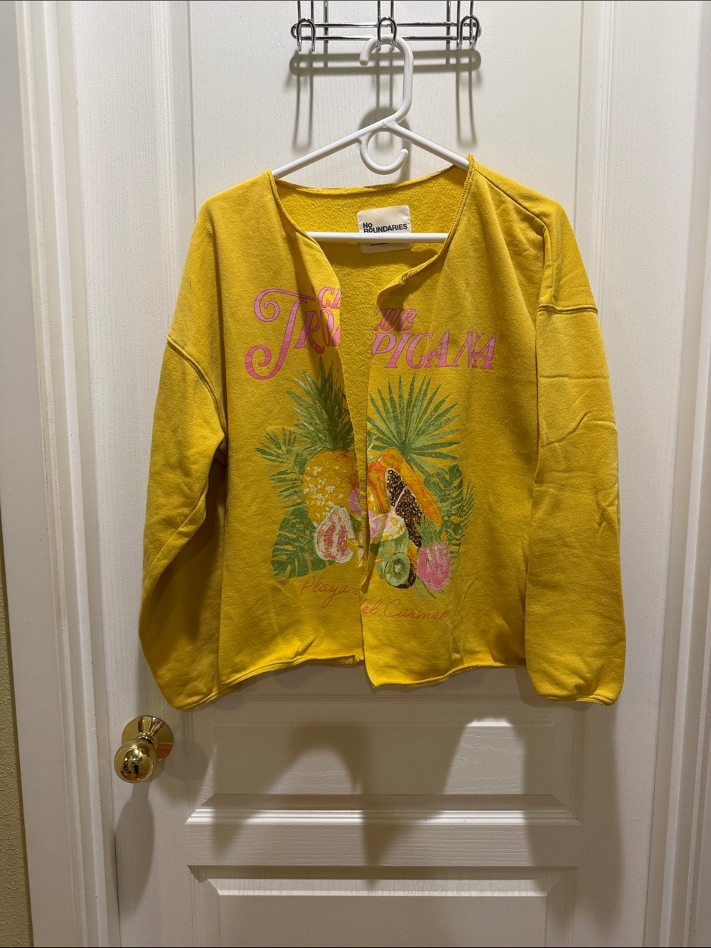 No Boundaries Yellow Tropical Fruit Teddy Jacket